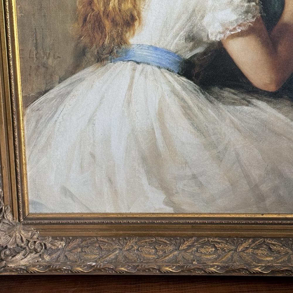 The New Dress Edwin Long 24x30 Carved Gold Frame Linen Canvas Glazed Portrait - Picture 6 of 10